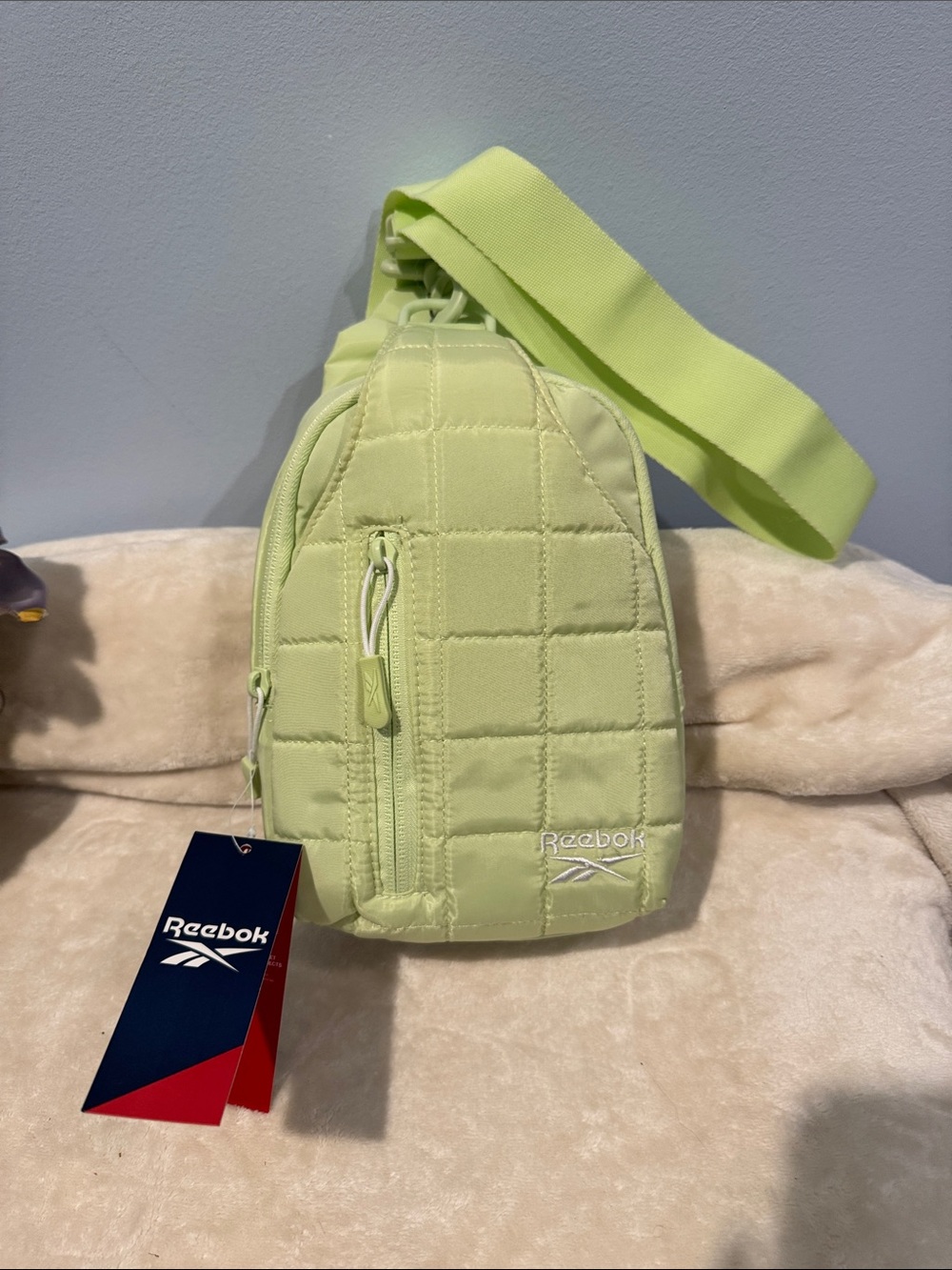 Reebok Women's Quilted Berry Crossbody Sling Bag Lime Green NEW with Tag